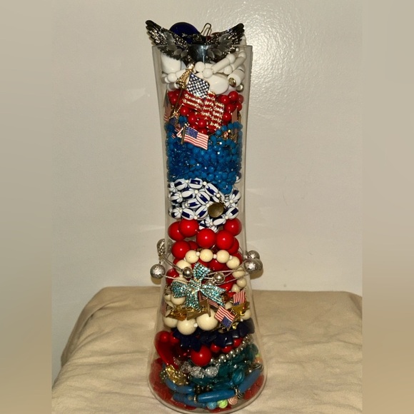 Upcycled Jewelry - God Bless America! Mystery vase full of vintage Jewlery! Treasure Hunt and Decor